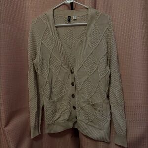 BDG Textured Knit Cardigan in Cream
